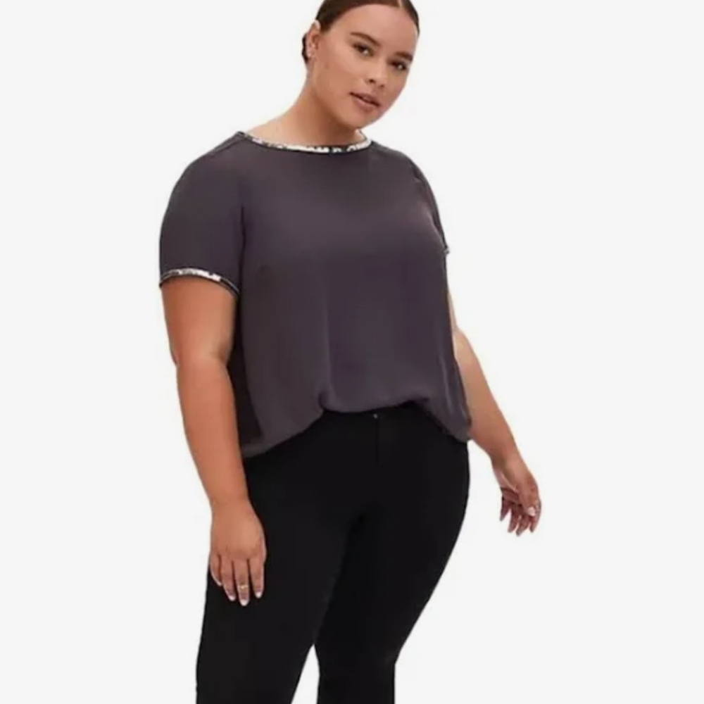Torrid Georgette Top Blouse with sequin collar and trim
